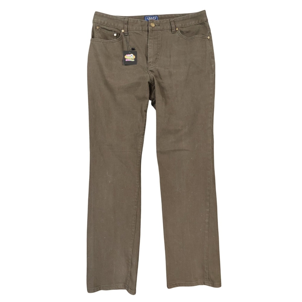 Chaps Denim Pants Womens 12 Brown Excellent Straight Leg Stretch